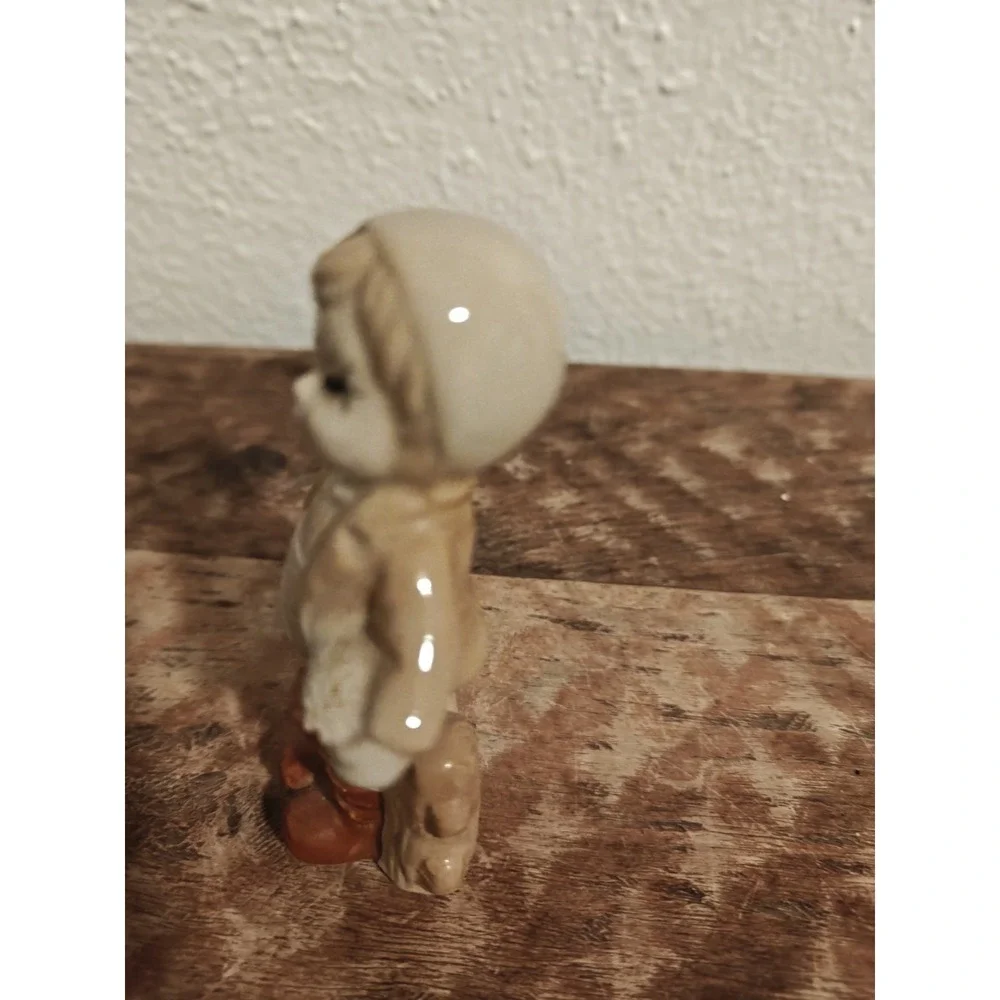 Vintage Occupied Japan Boy Holding Basket Figurine